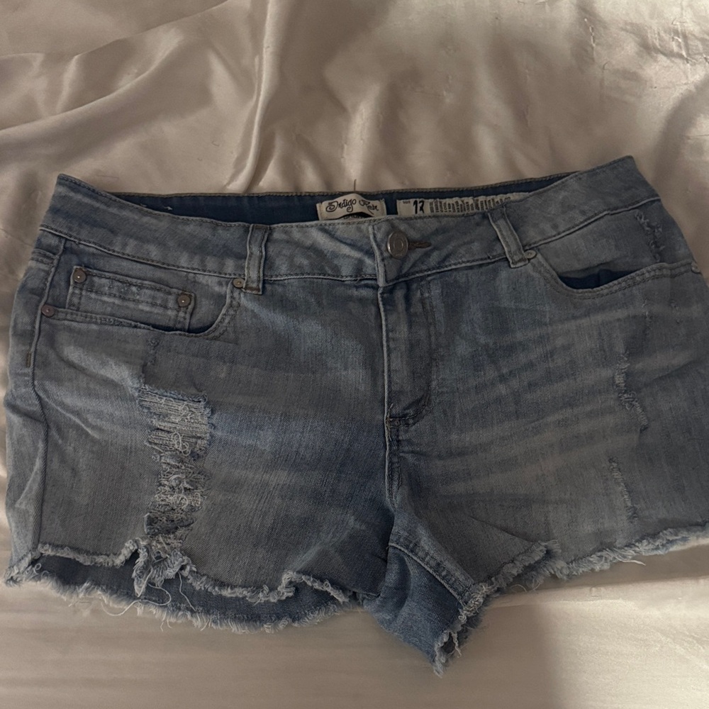 BONGO Faded Blue Ripped Jean Shorts